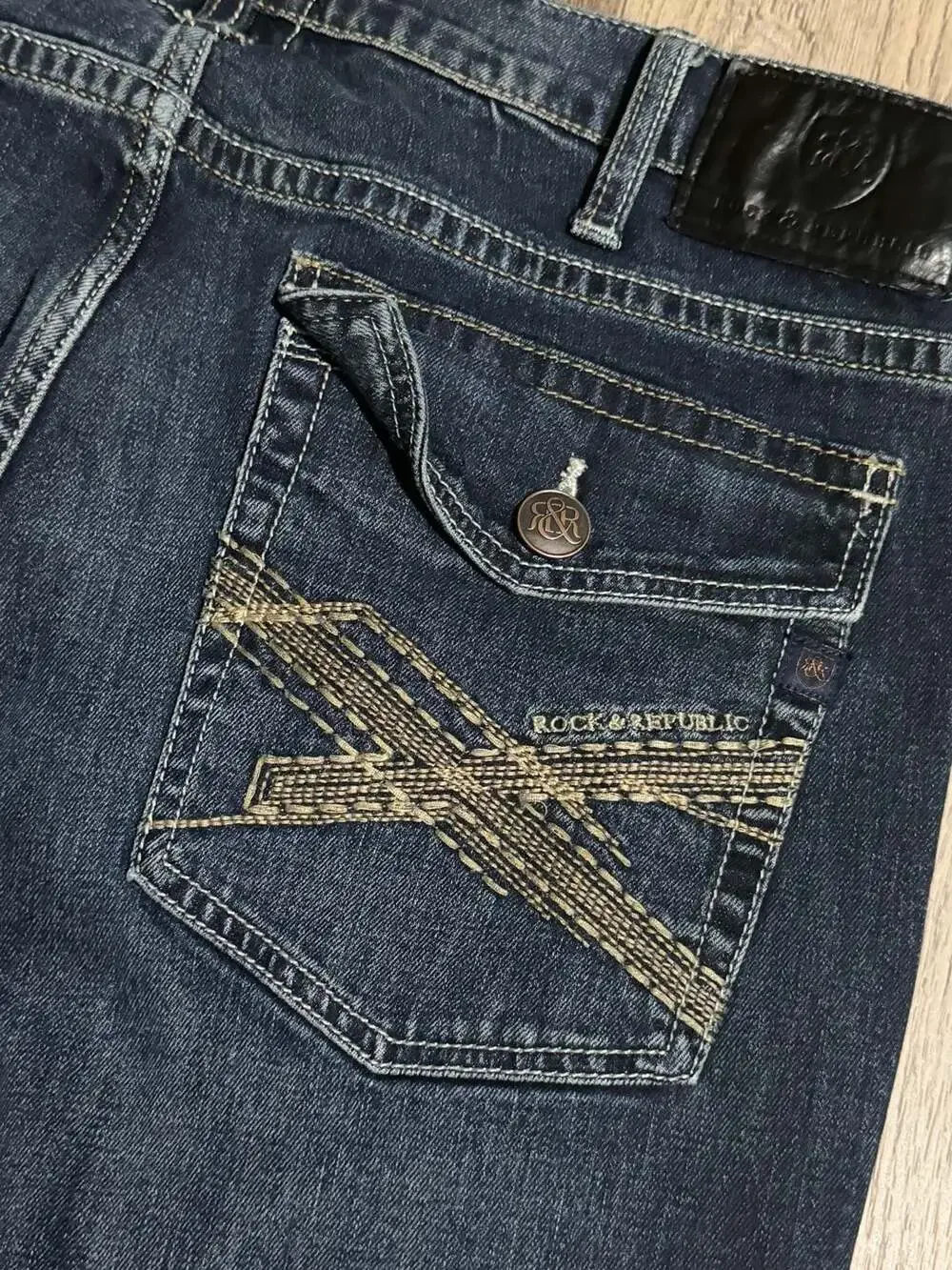Y2K Rock & Republic Men's Neil Straight Leg Denim Jeans, Size 36x32